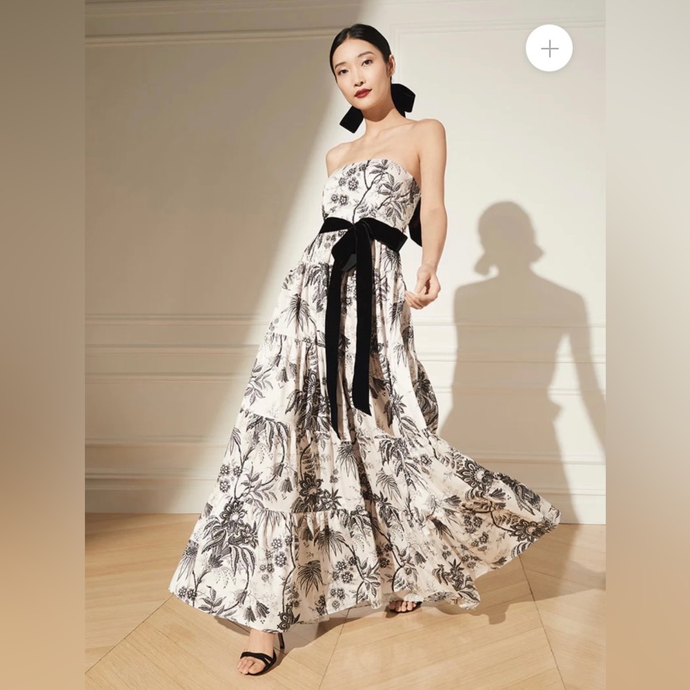 Cara Cara Roxanne Dress - Jacobean Toile Black Ivory